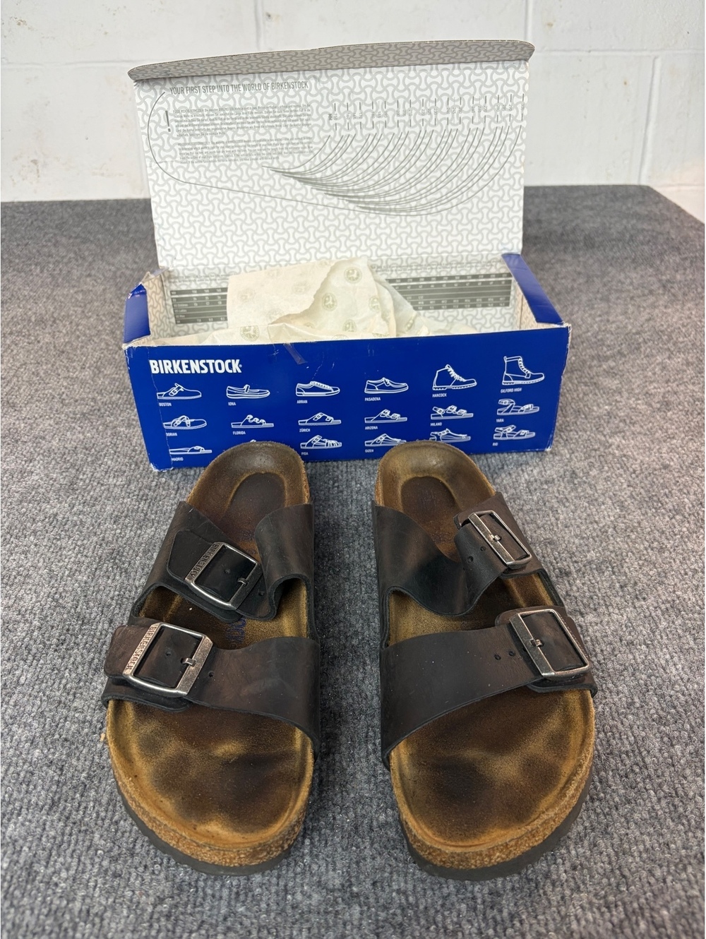Birkenstock Arizona Dark Black Leather Sandals Unisex 270 US Size L11/M9